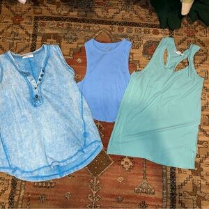 Three Women's Blue & Aqua Tank Tops - Mixed Styles